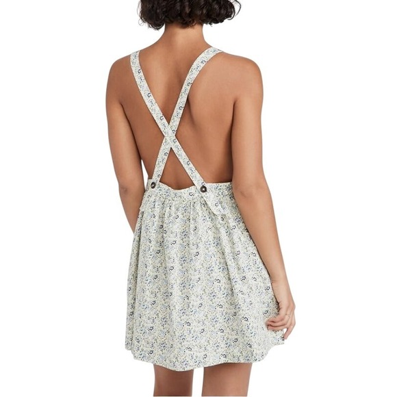 Free People Petunia Mini Dress Smocked Tea Combo Blue Size Large NWT‎ - Picture 2 of 16